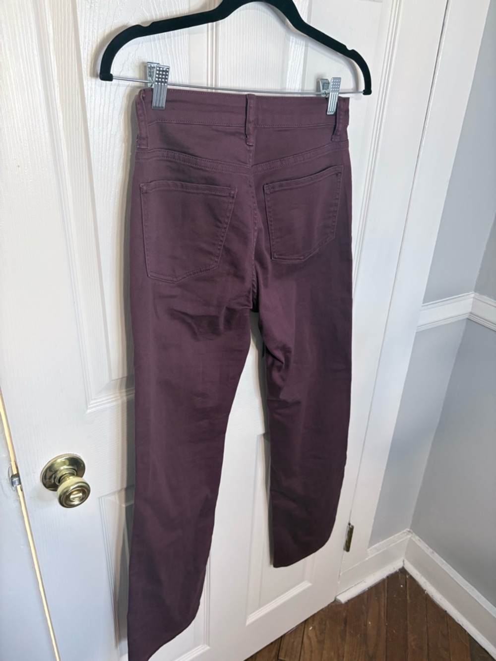 Quince Bella Stretch Straight Jeans Wine Red High Rise Size 26 30” Inseam - Picture 10 of 12